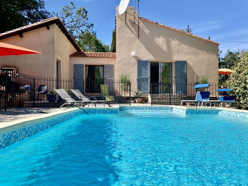 Secluded villa with large garden pool
Overlooks beautiful picturesque
village