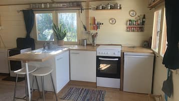 Fridge, oven, stovetop, coffee/tea maker