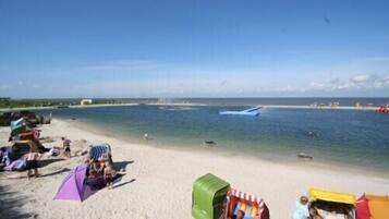 Playa en los alrededores y camastros