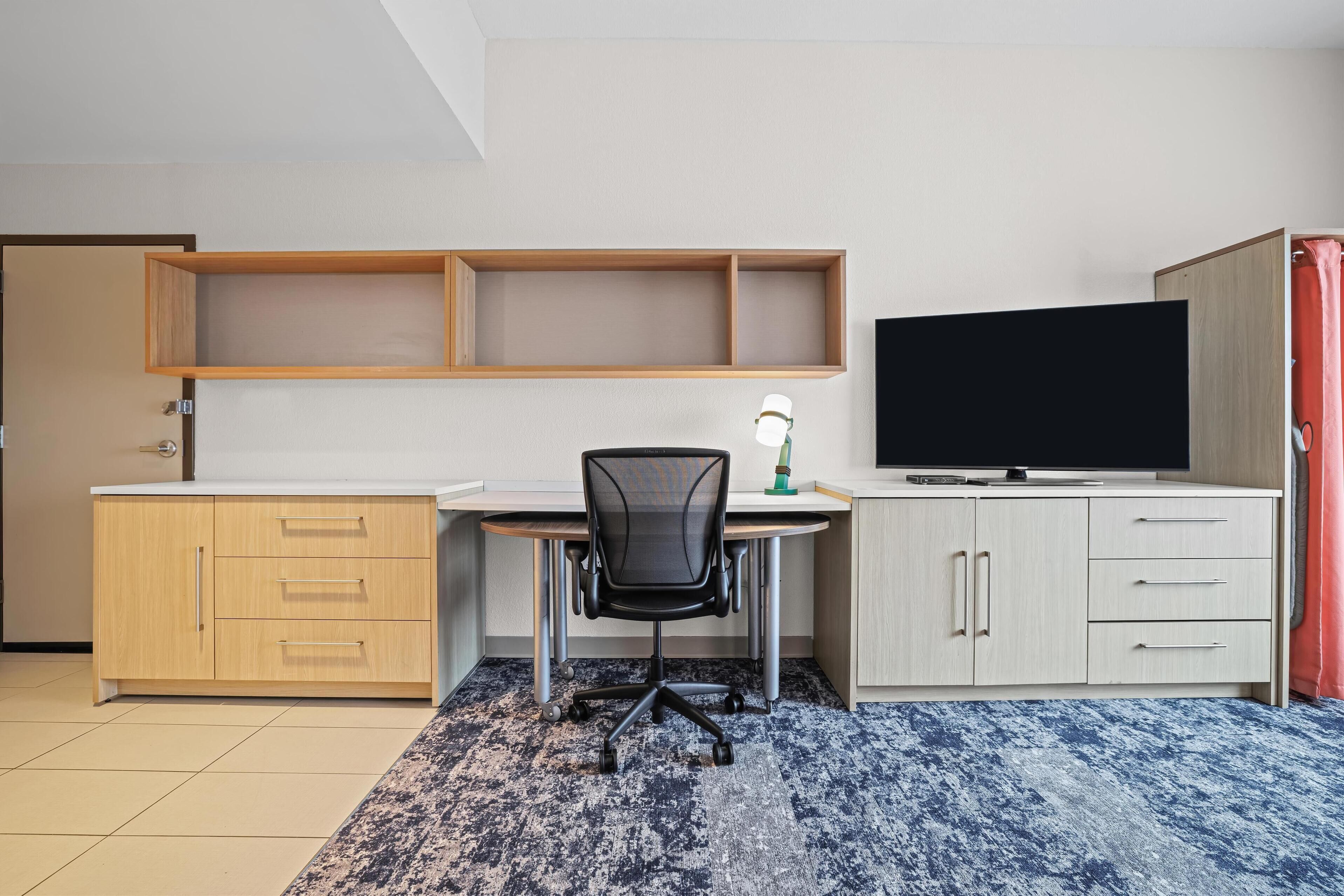 desk, laptop workspace, blackout curtains, soundproofing