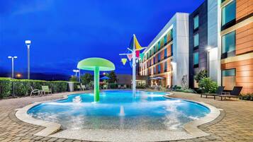 Indoor pool, seasonal outdoor pool, open 9 AM to 11 PM, sun loungers