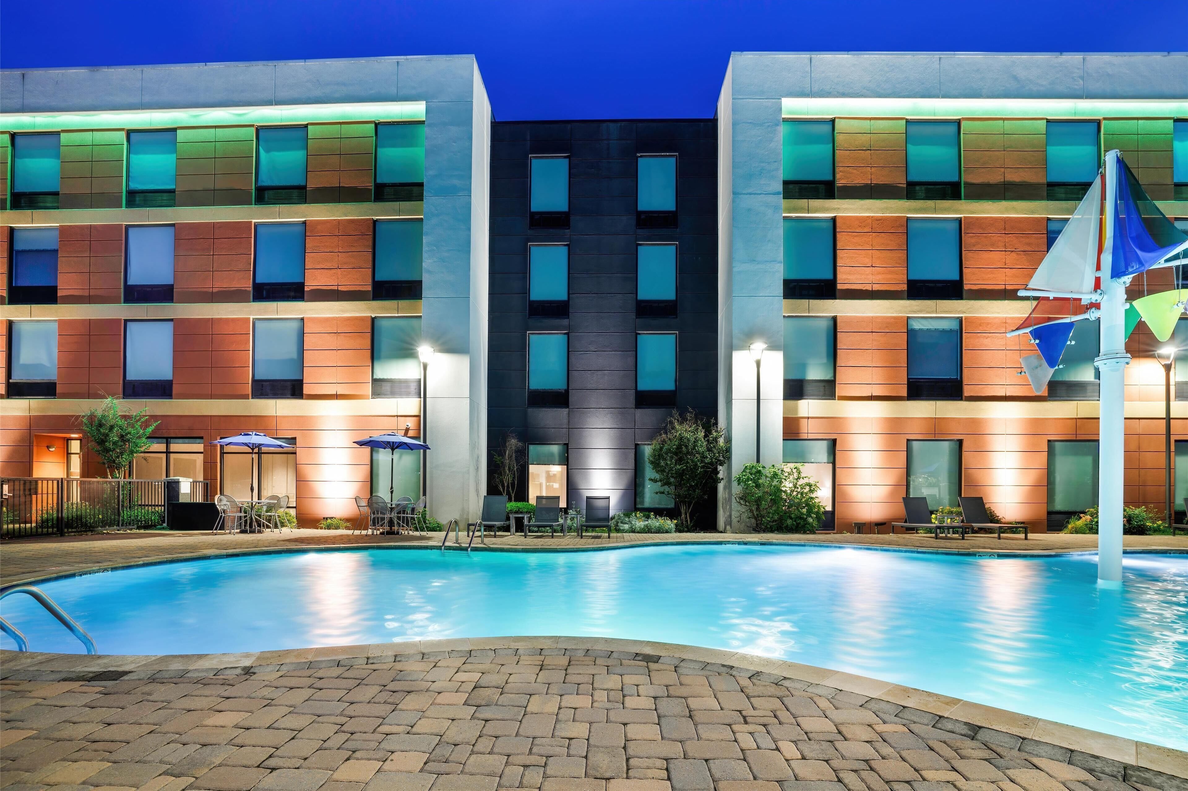 indoor pool, seasonal outdoor pool, open 9 am to 11 pm, pool loungers