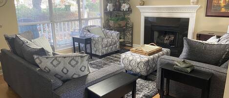 智能电视、壁炉、书