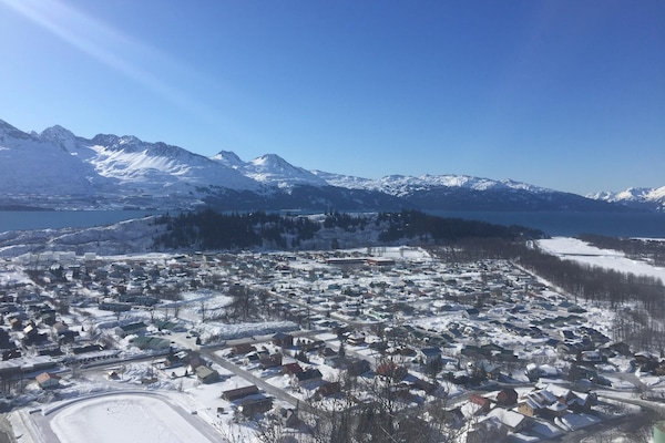 Valdez in the Winter - Look out from the mineral Creek Water Tower