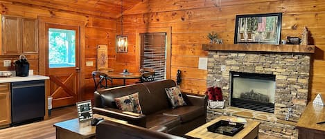 Télévision, cheminée, jeux vidéo, espaces bureaux