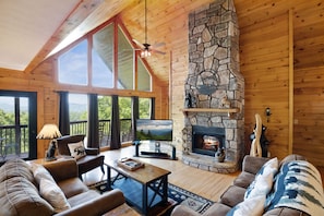 Smart TV, chimenea, reproductor de DVD, futbolito