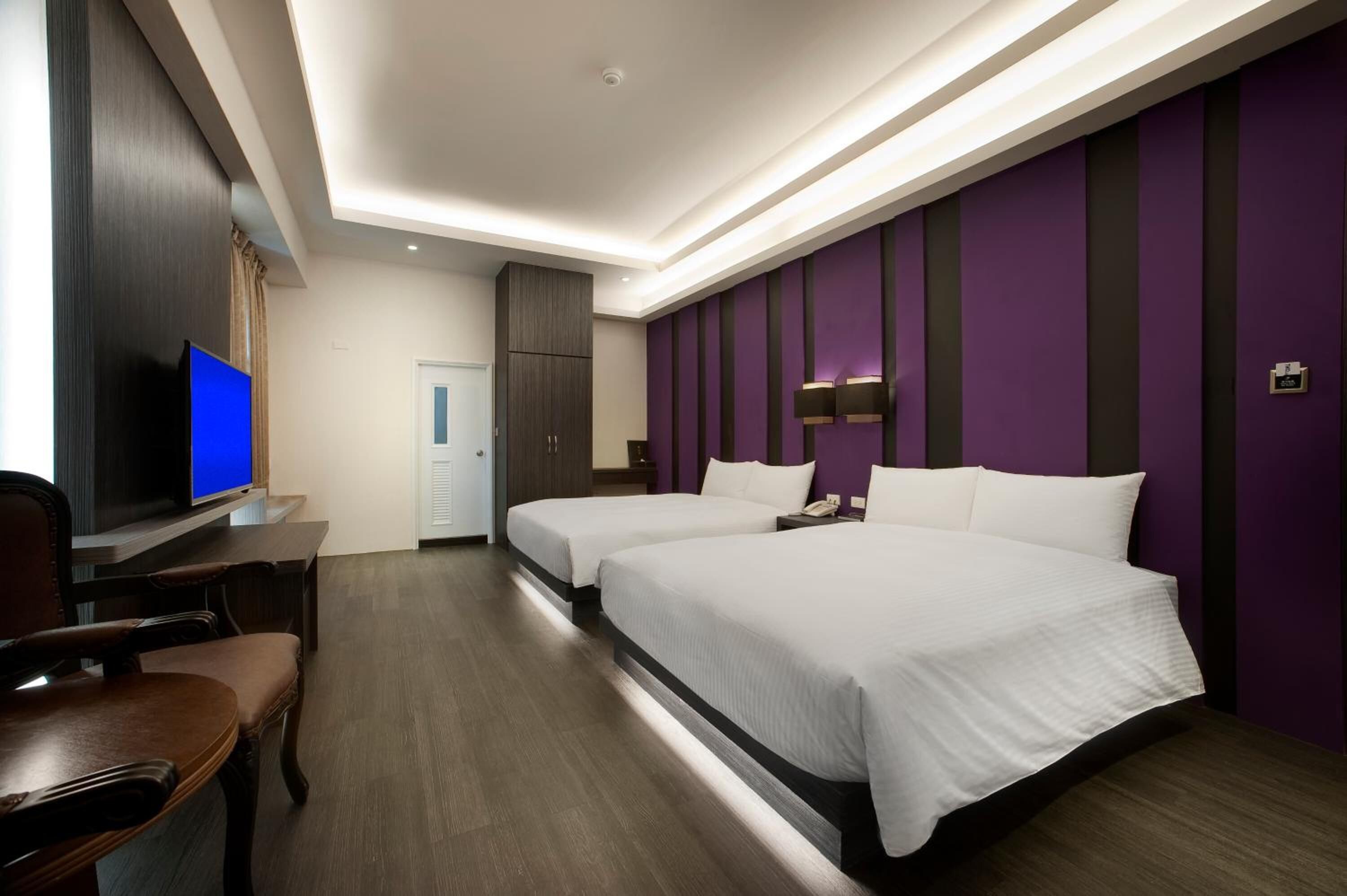 Desk, blackout drapes, soundproofing, bed sheets