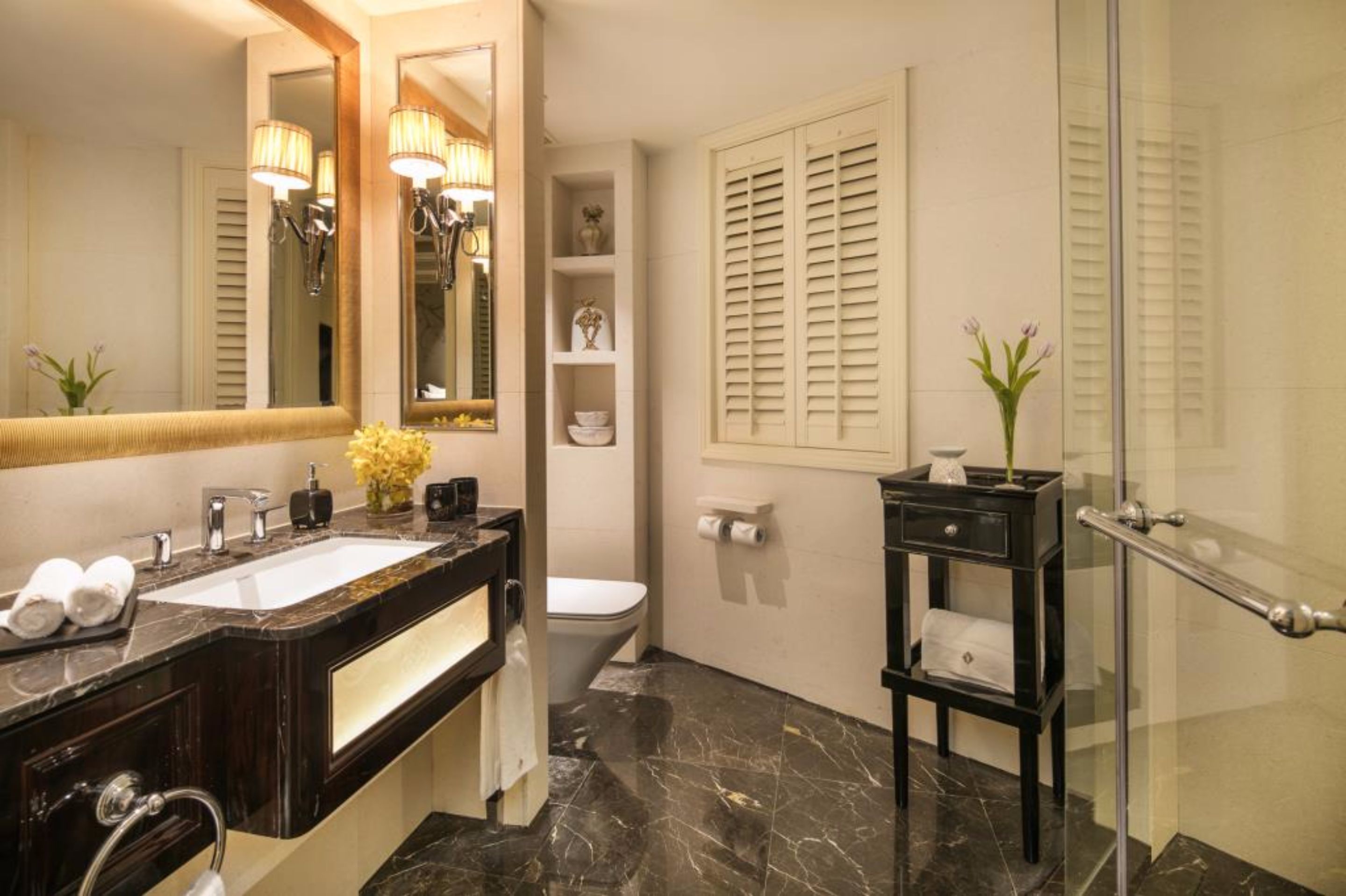 free toiletries, hair dryer, slippers, towels