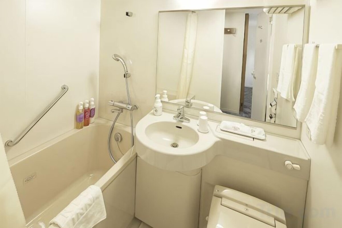 Shower, free toiletries, hair dryer, slippers
