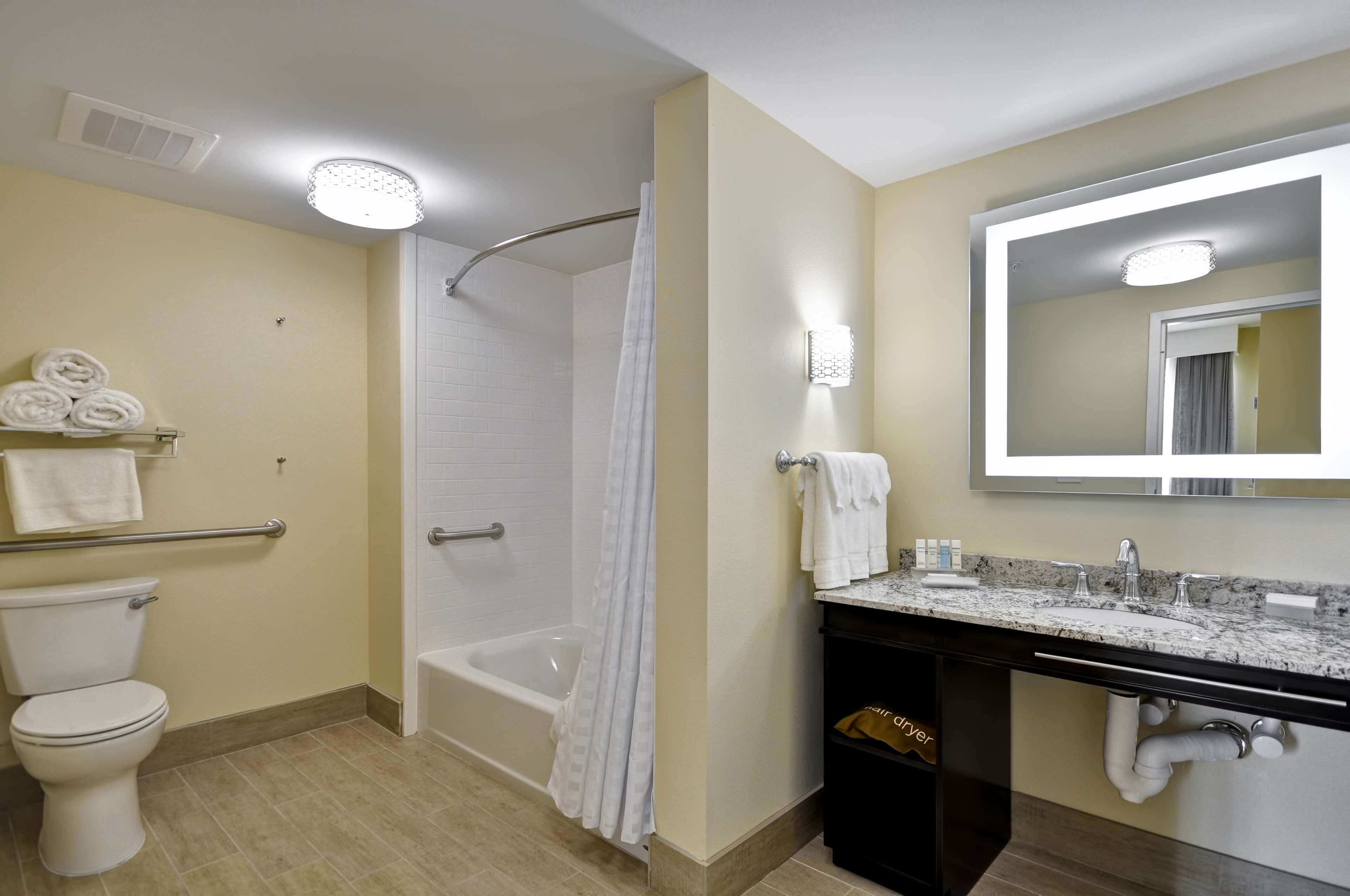 free toiletries, hair dryer, towels