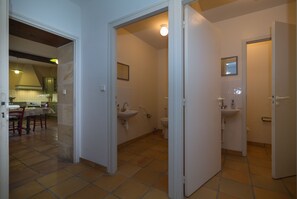 Combined shower/bathtub, hair dryer, towels