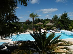 Outdoor pool, a heated pool - Superb gîte with private heated pool, air-conditioned rooms  (Pomport)