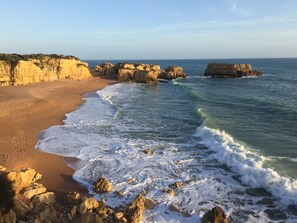 Playa en los alrededores, camastros y toallas de playa 
