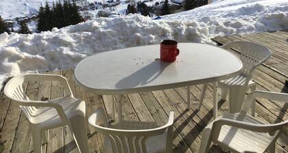 Abfahrt auf Skiern, Südterrasse, Panorama atemberaubend !!