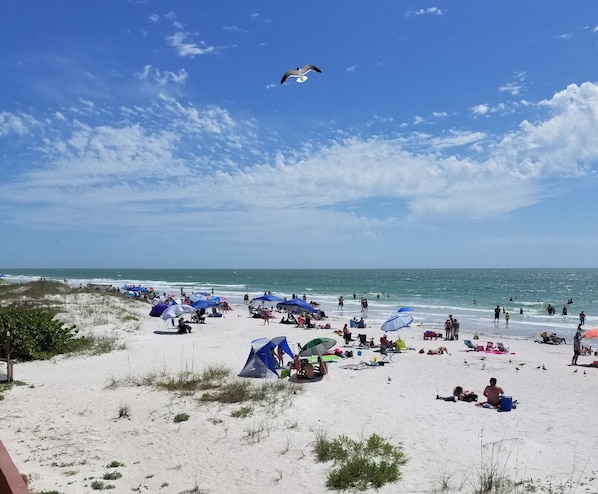 On the beach, beach towels