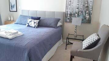 Bedroom with KIng bed off deck