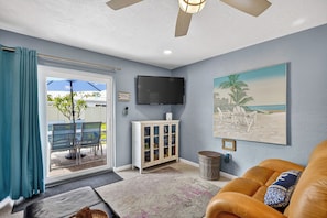Smart TV, books, music library, stereo