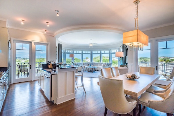 Great room with eating areas