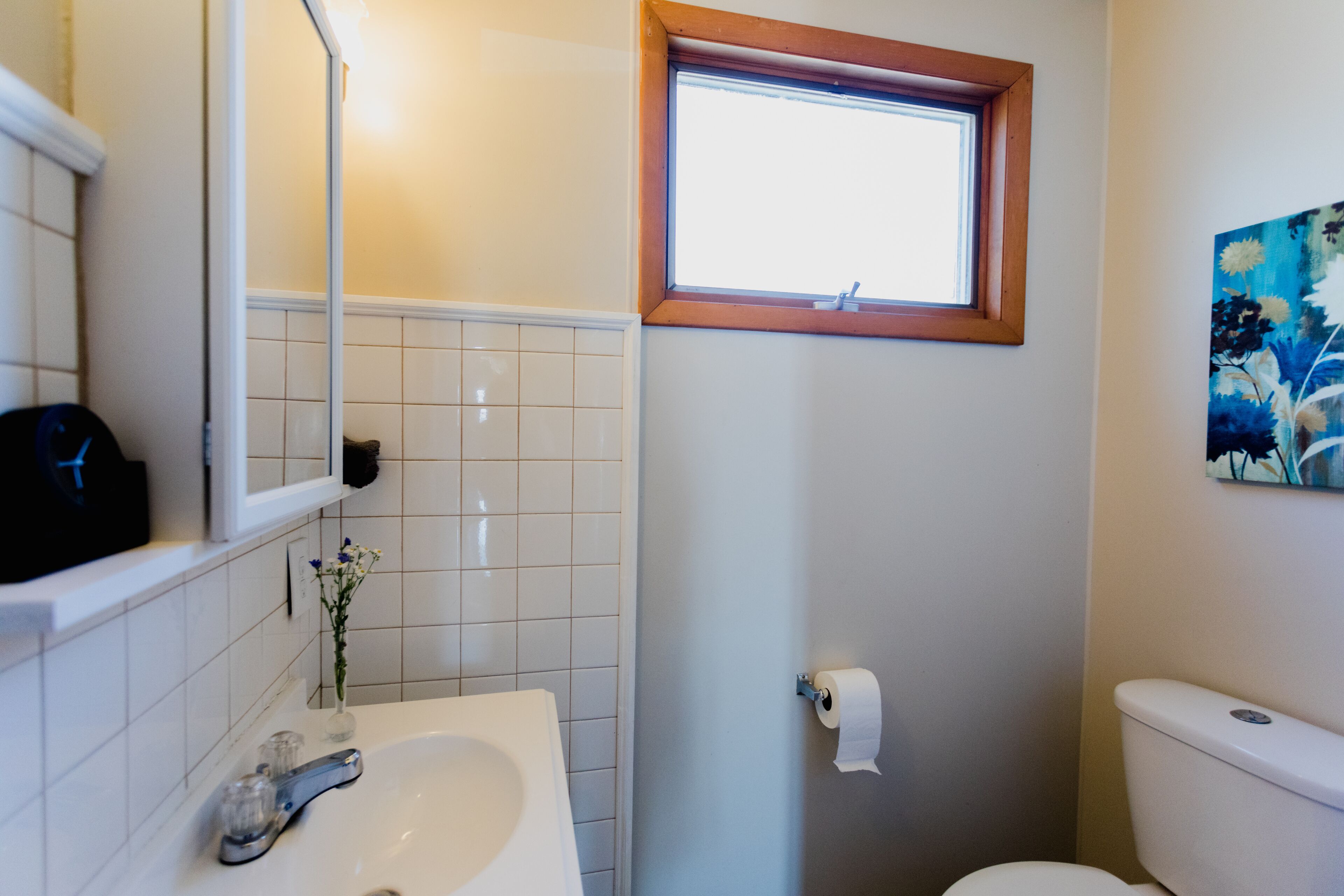 Ducha, secador de pelo, toallas, jabón