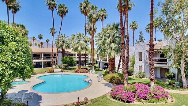 Outdoor pool, a heated pool - Modern Palm Springs Retreat • Resort Pool + Hot Tub • Quiet & Central Location (Palm Springs)