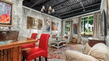 TV, DVD player, books, video library