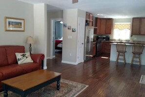 Smart TV, fireplace, foosball, table tennis