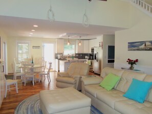 Smart TV, fireplace, video games, DVD player