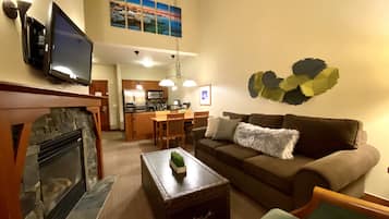 LED TV, fireplace, video games, DVD player