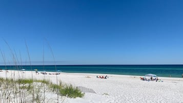 Plage, chaises longues, serviettes de plage