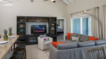 Smart TV, DVD player, books