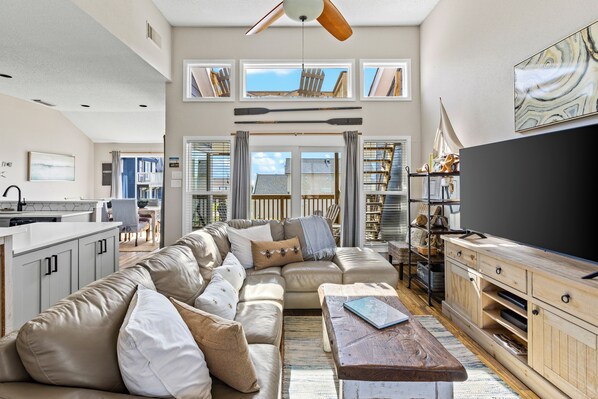 Smart TV, DVD player, video library, stereo