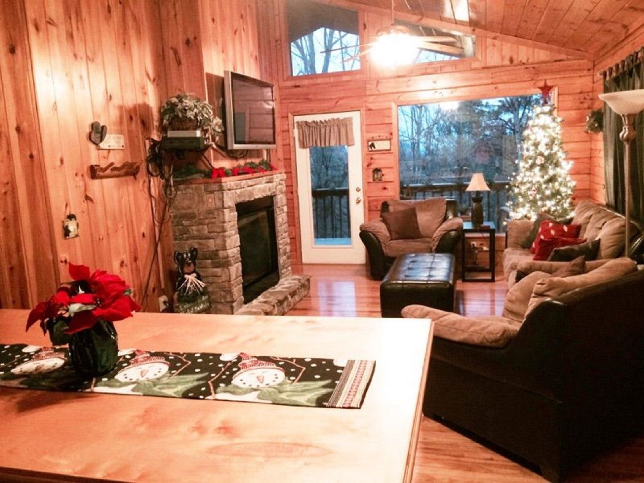 Smart TV, fireplace, DVD player, stereo