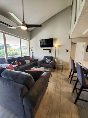 Smart TV, books, stereo, printers