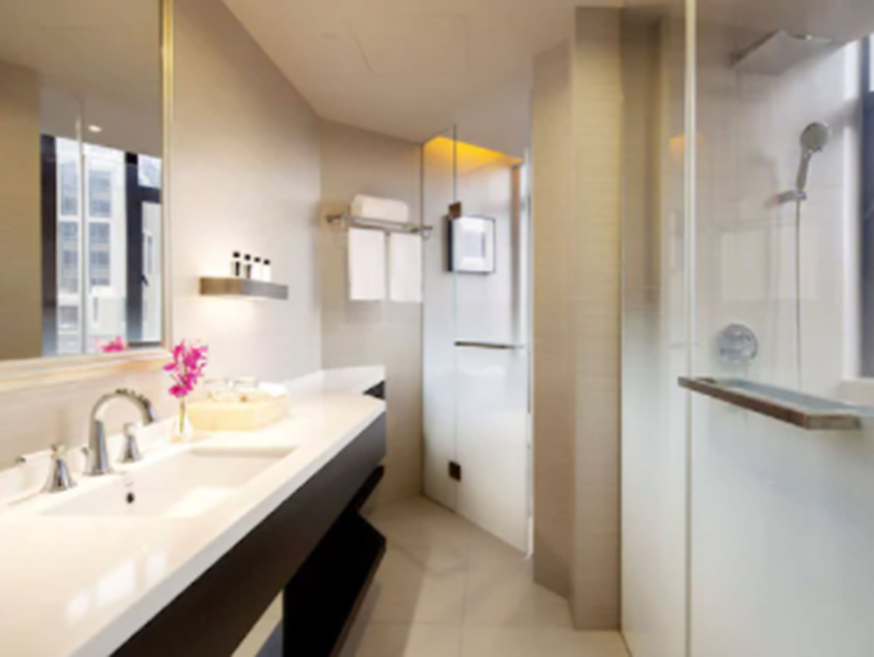 shower, free toiletries, hair dryer, bathrobes