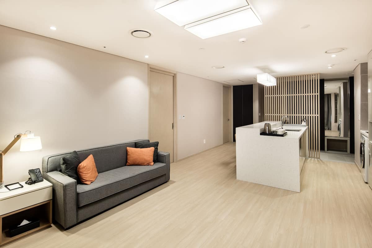 residence studio corner suite (+massage chair) | 1 bedroom, blackout curtains, free wifi, bed sheets