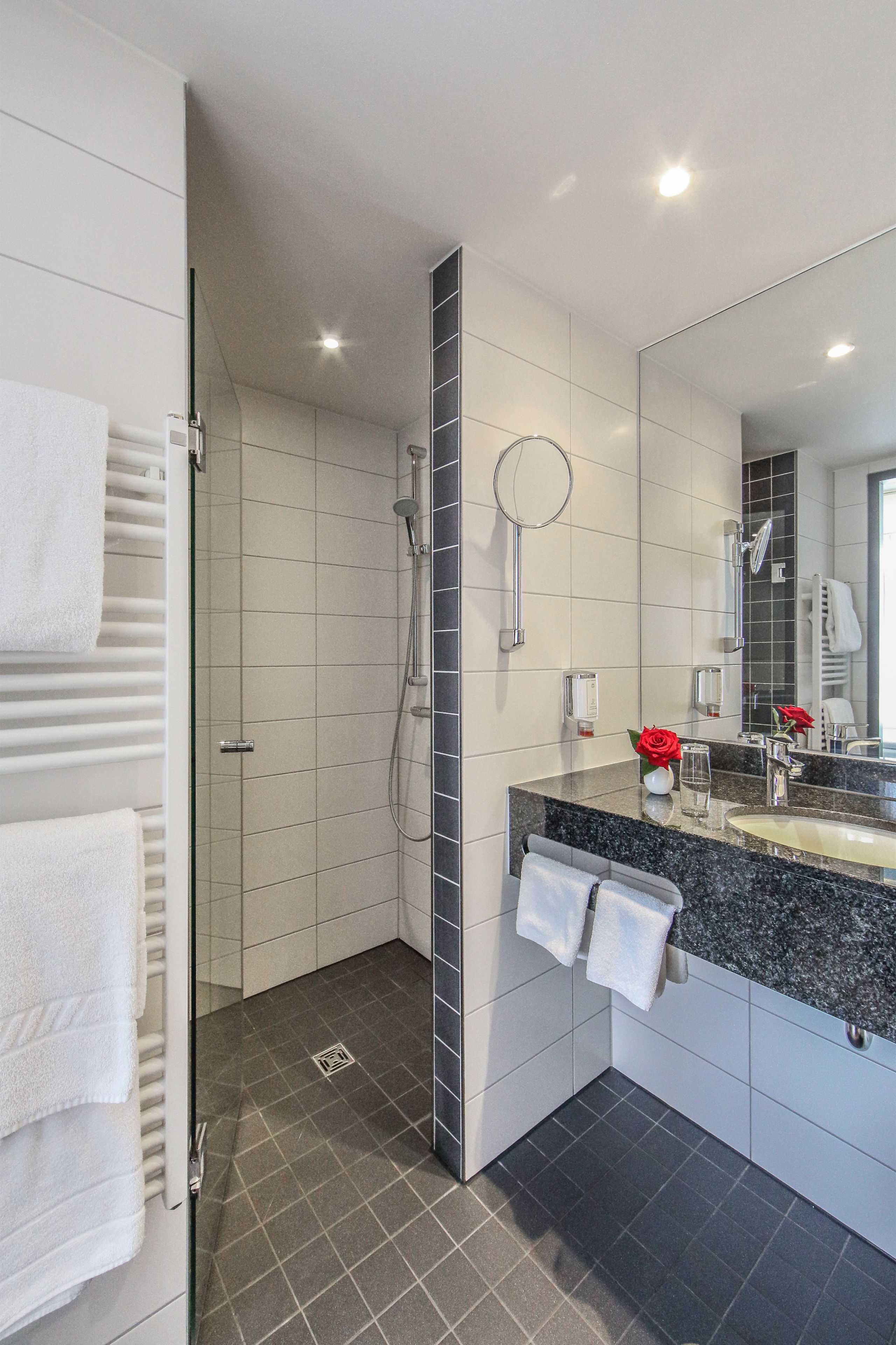 free toiletries, hair dryer, towels