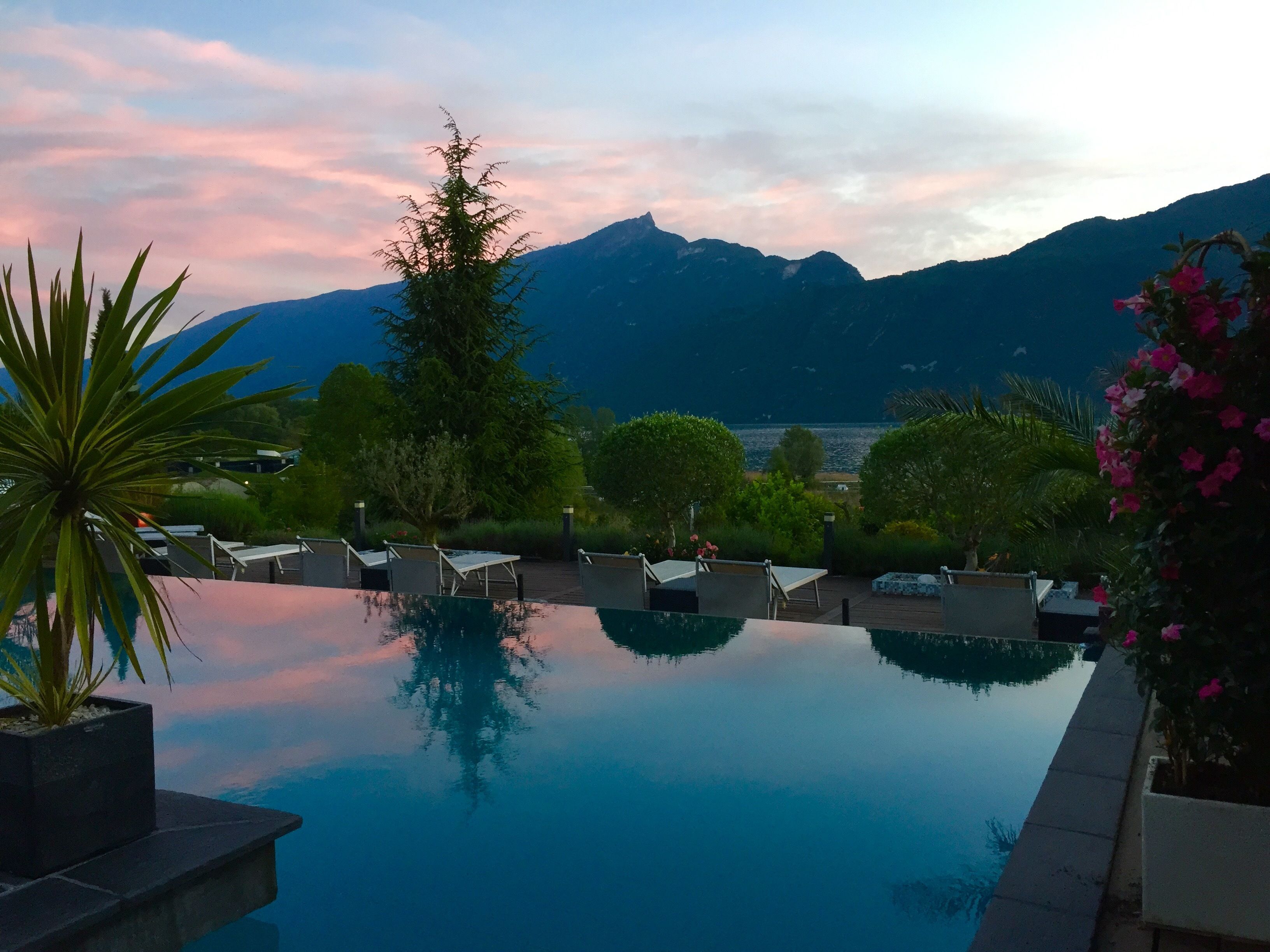 seasonal outdoor pool, pool umbrellas, pool loungers