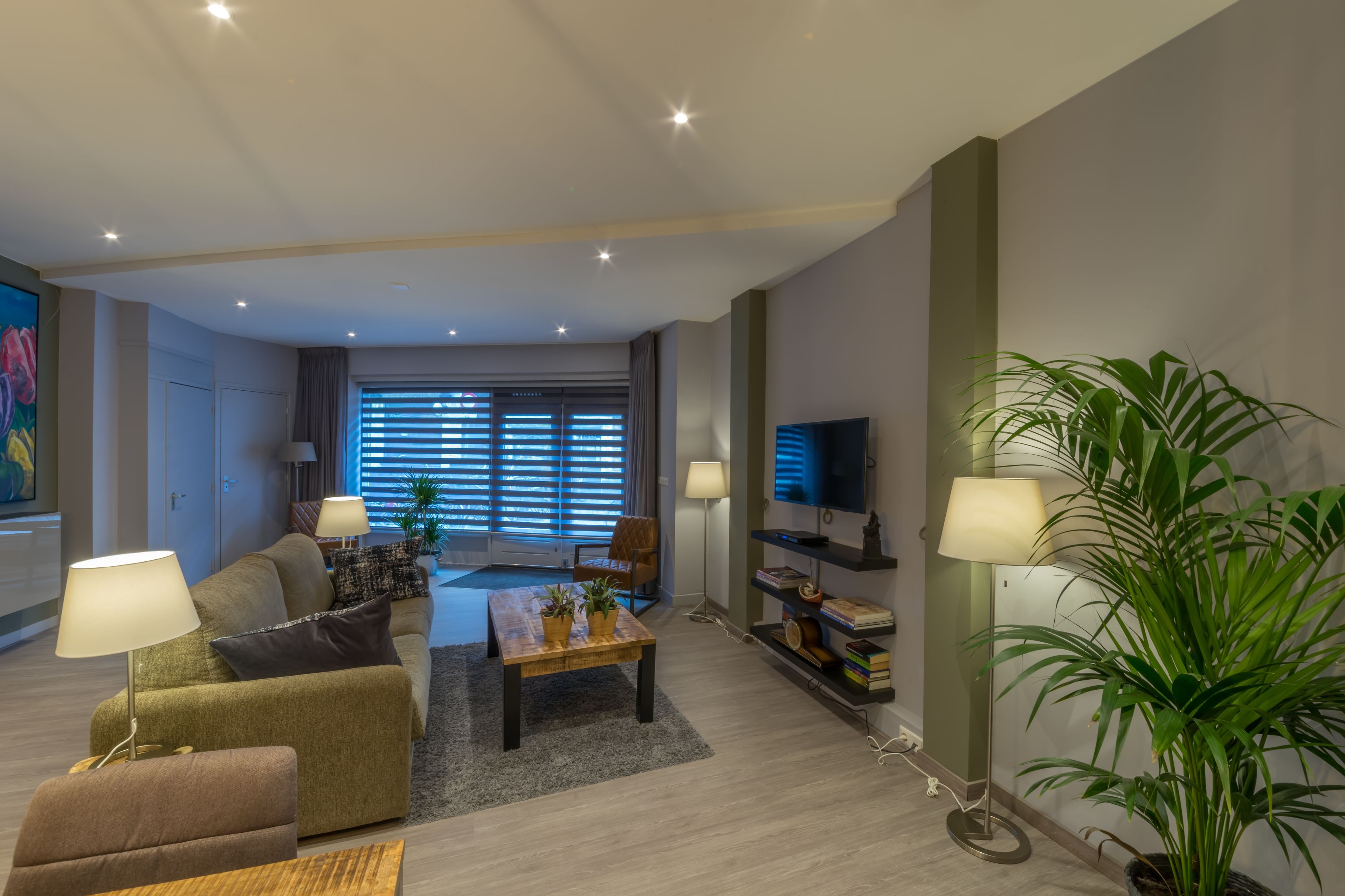 Deluxe-huoneisto, 1 makuuhuone, keittiö, pohjakerroksessa (Tulp) | Olohuone | Taulutelevisio