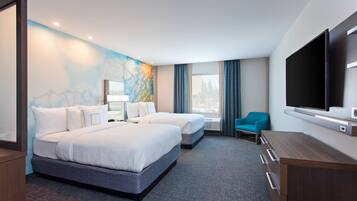 Premium bedding, down comforters, pillowtop beds, desk