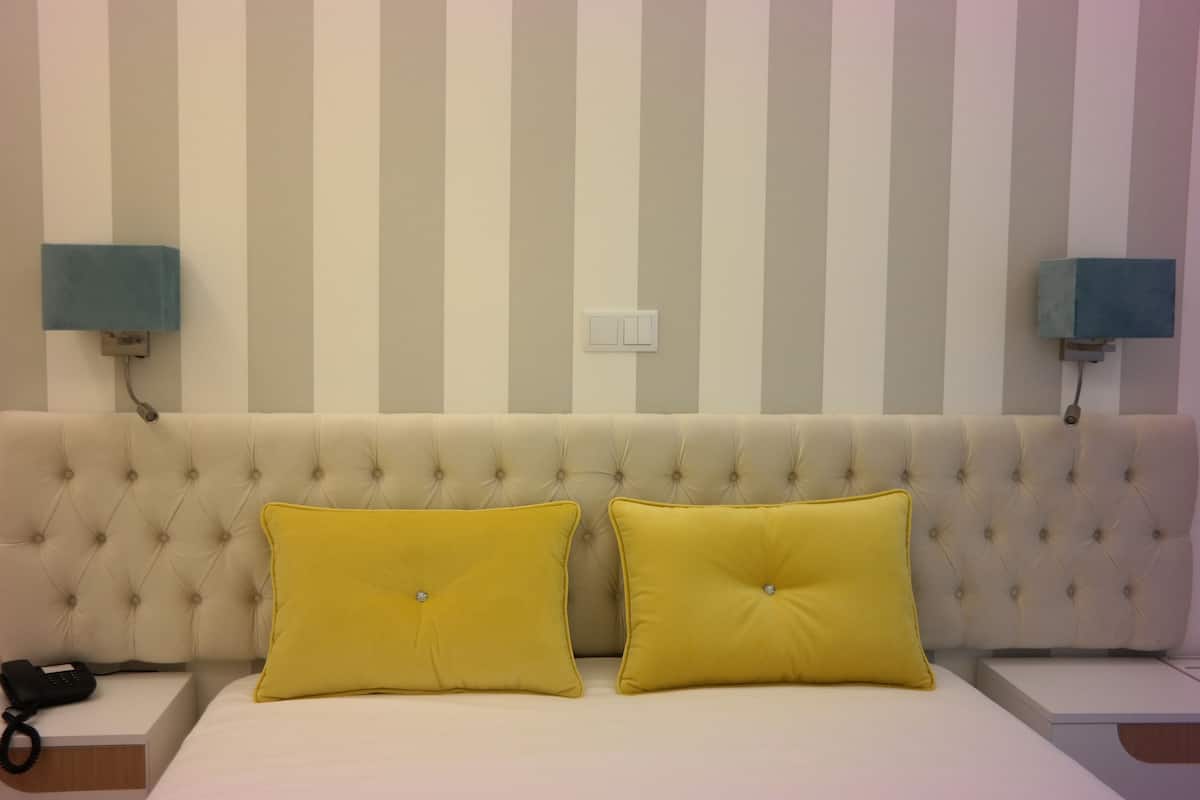 Desk, blackout drapes, soundproofing, rollaway beds