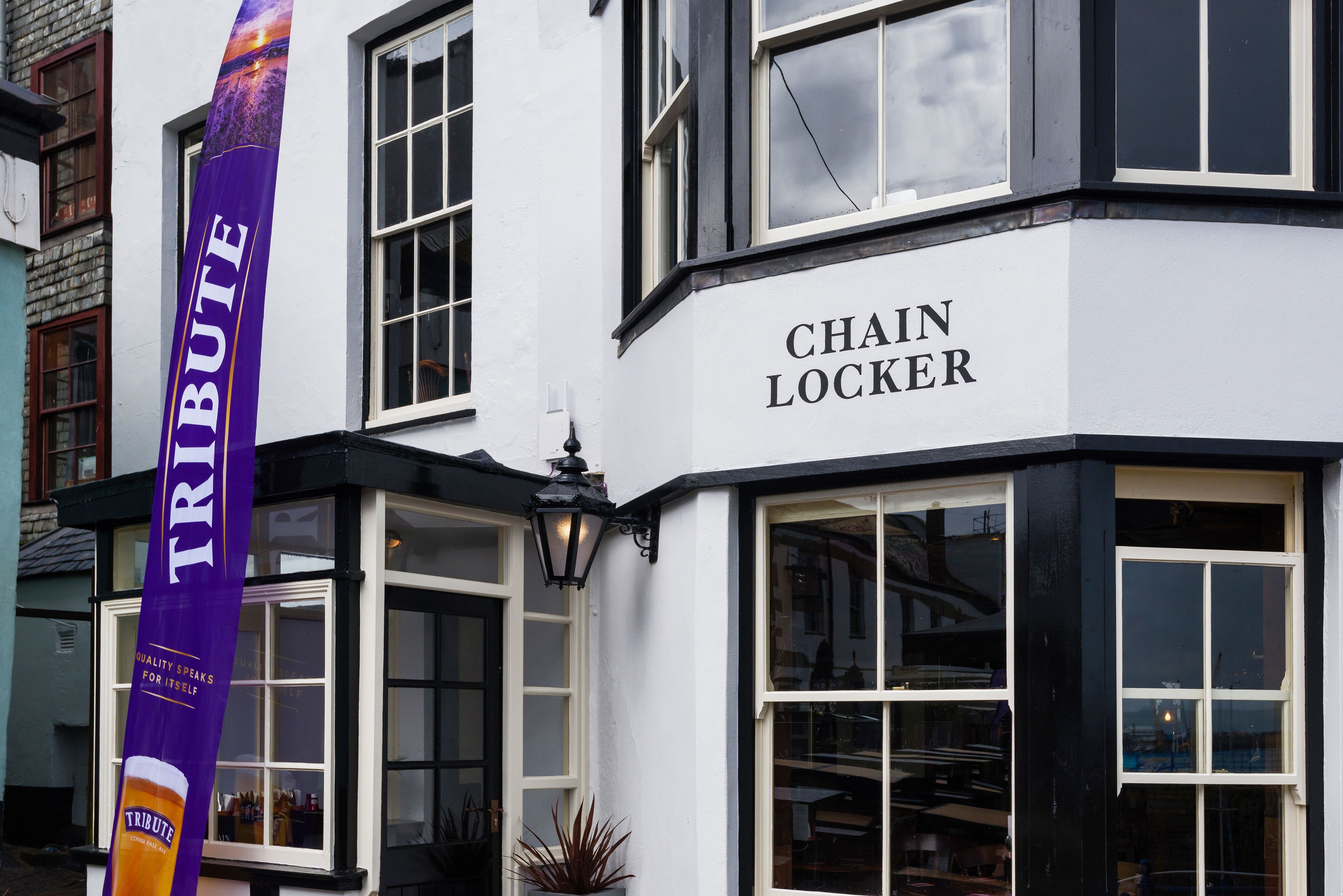 A building with a sign reading "CHAIN LOCKER".