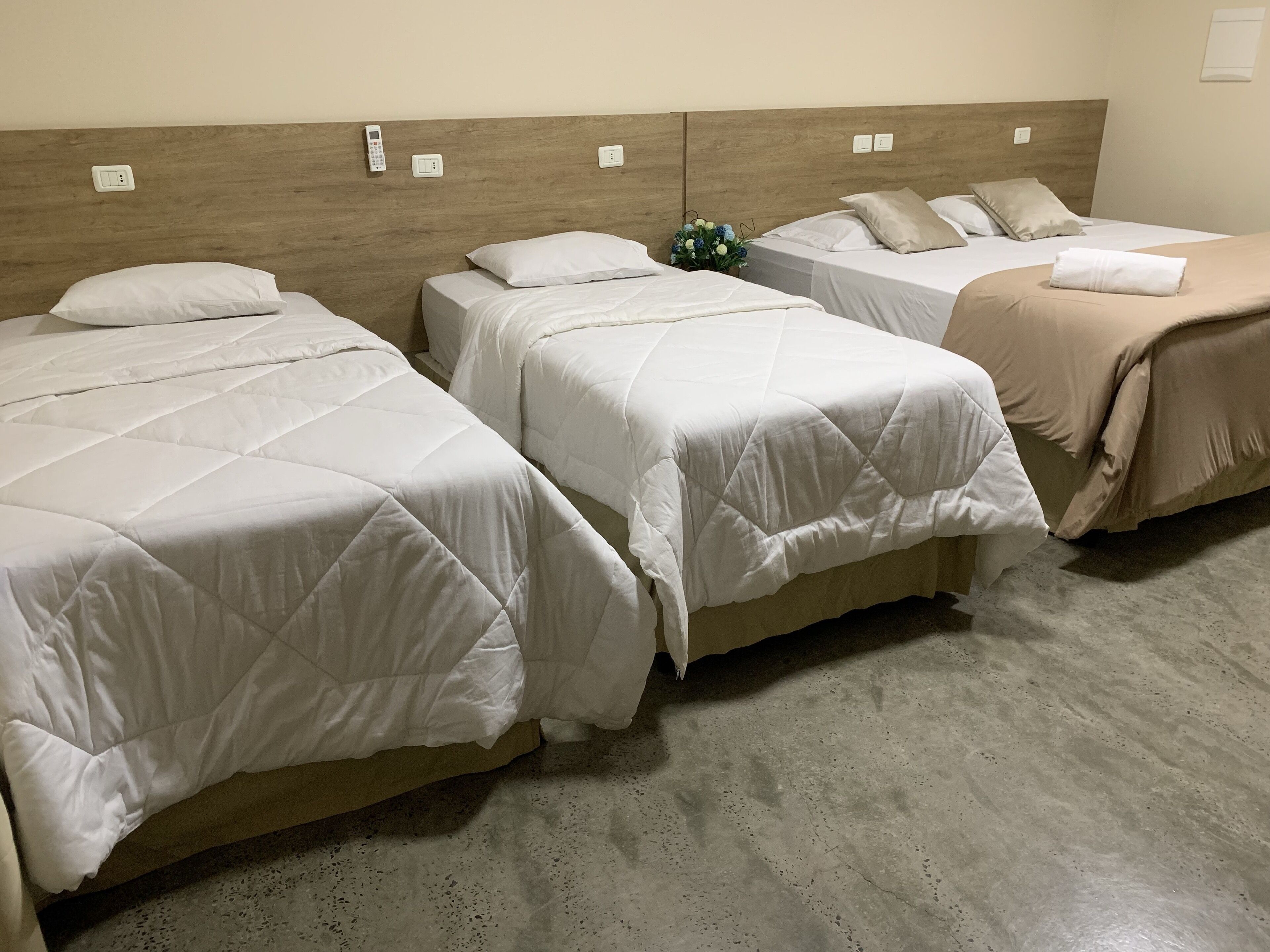 Premium bedding, desk, blackout curtains, rollaway beds