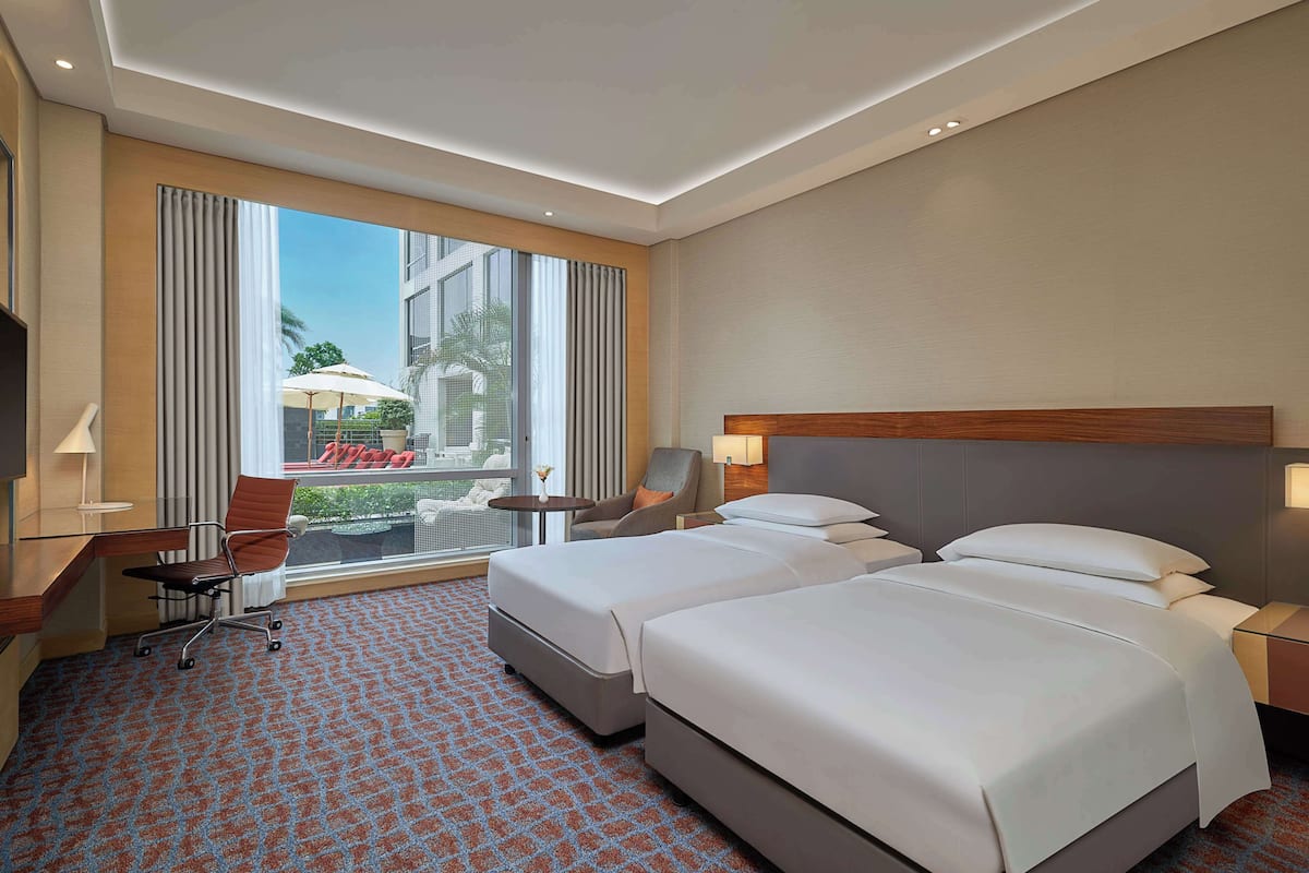 Room, 2 Twin Beds, Pool View | 1 bedroom, Egyptian cotton sheets, premium bedding, down comforters