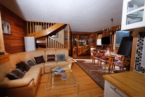 TV, fireplace, DVD player, books
