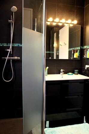 Shower, hair dryer, towels, toilet paper - Apartment with Exceptional Panorama (Villefranche sur Mer)
