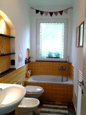 Combined shower/tub, hair dryer, bidet, towels - The old mill (Rapallo)