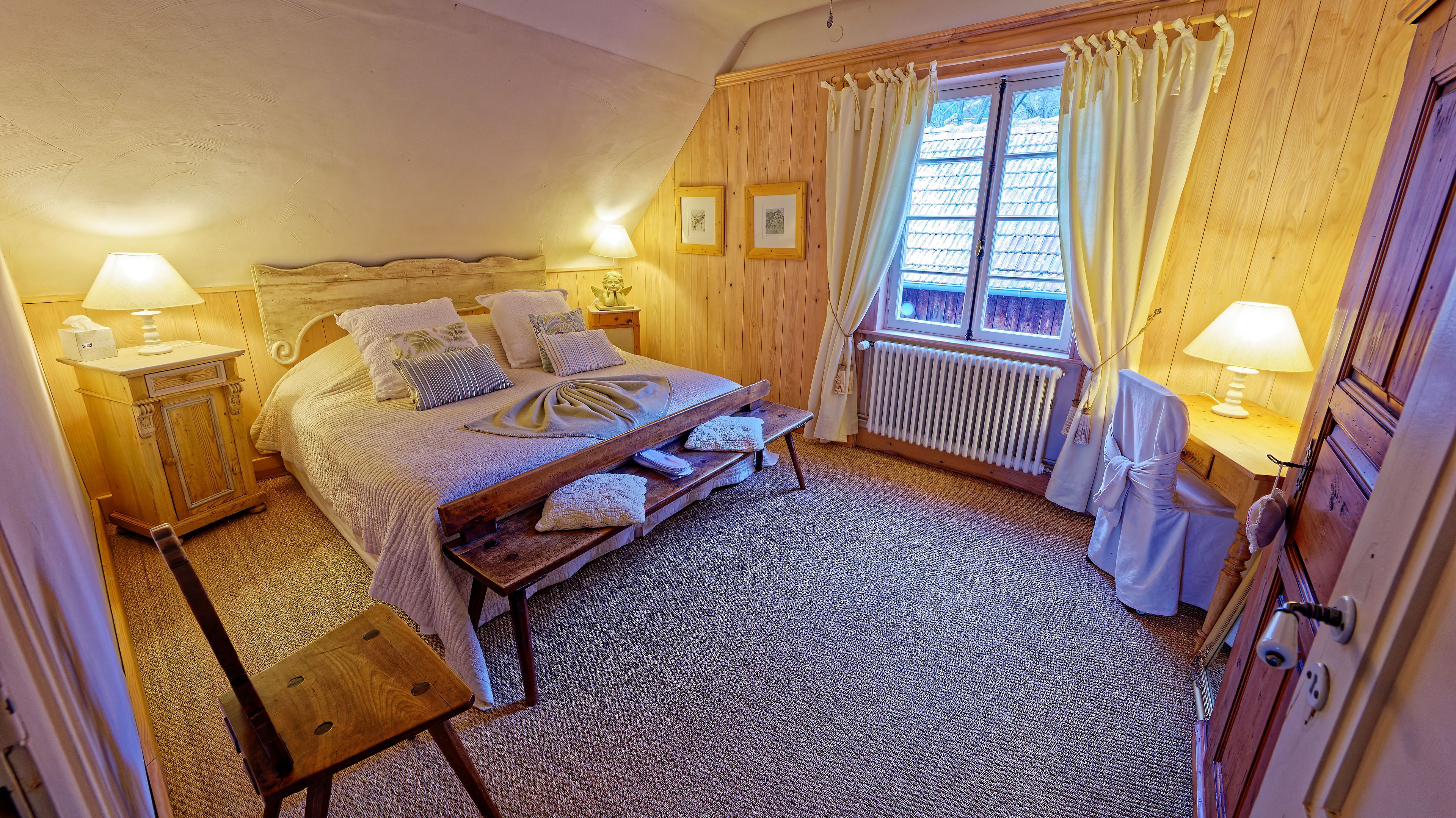 1 bedroom, desk, iron/ironing board, travel cot