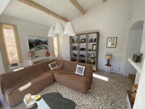 Télévision, cheminée, lecteur de DVD, table de tennis de table