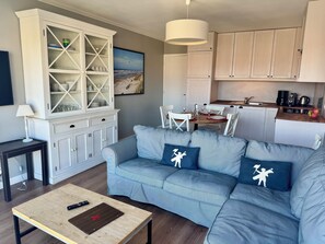 Smart TV, DVD player, books, music library