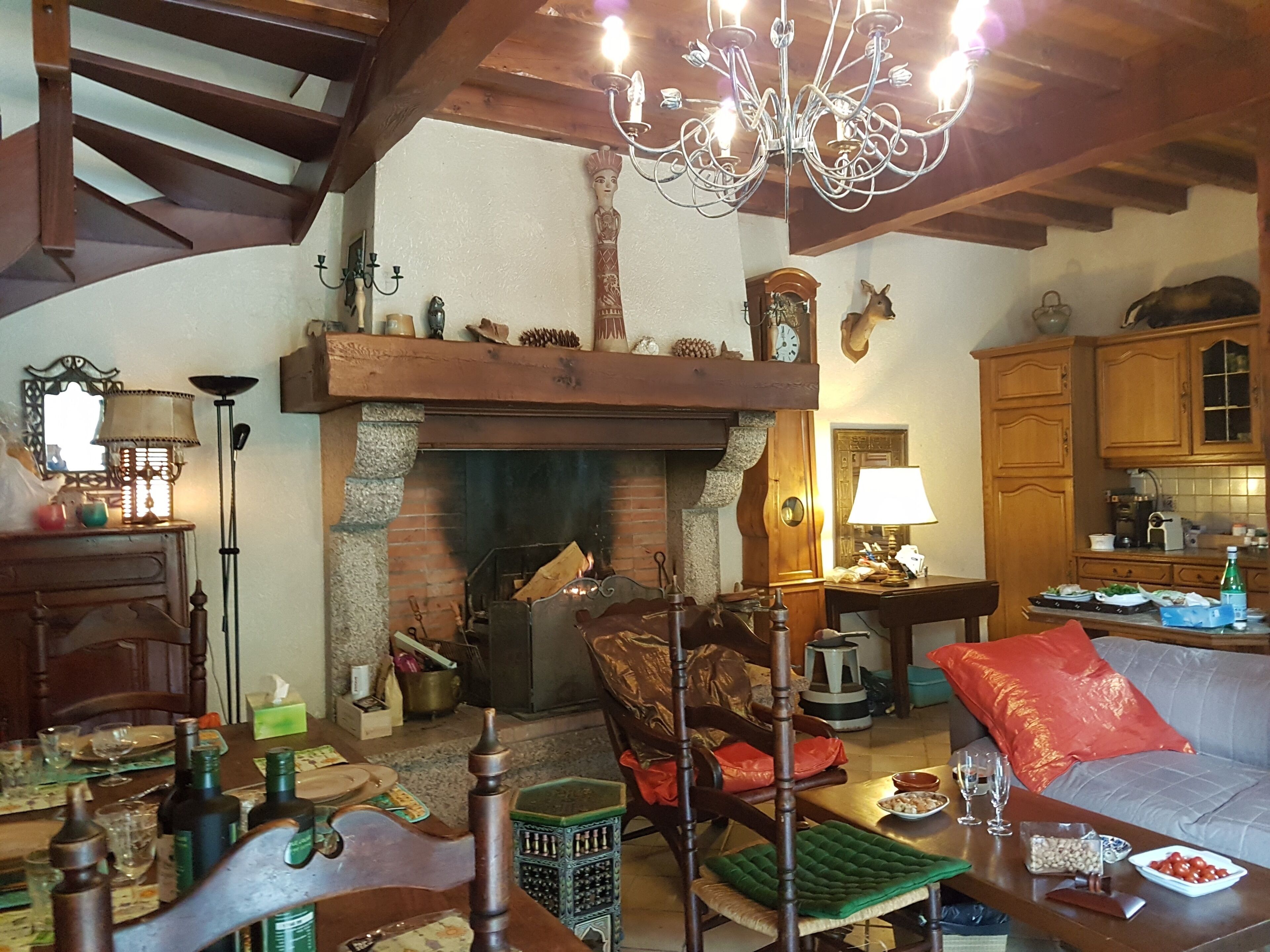 Télévision, cheminée, jeux vidéo, lecteur de DVD